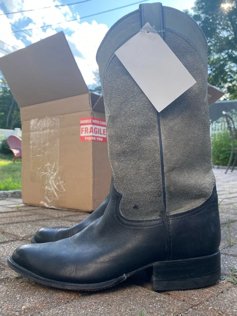 Women’s Justin Two-Tone Suede Black and green Leather Cowboy Boots